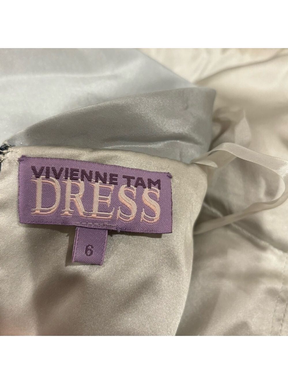 90s SILK VIVIENNE TAM STRAPLESS PLEATED BODICE TAFFETA DRESS FIT & FLARE SZ 6 - Picture 12 of 15